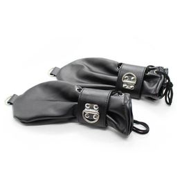 FashionSoft Leather Fist Mitts Gloves with Locks andRings Hand Restraint Mitten Pet Role Play Fetish Costume2940560