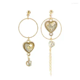 Dangle Earrings Circle Love Ear Studs Tassel Long Fashion Asymmetric Crystal Girl Jewellery Wholesale