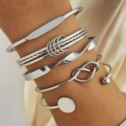 New Personalized Fashionable Smooth Geometry Multi Layered Layered Bracelet of Five Pieces Jewelry Set