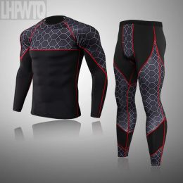 Set Men's Lined Winter Warm Long Johns Compression Bottom Suit Thermal Underwear Sportswear Set Motorcycle Skiing Base Layer