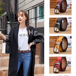 Womens Cowhide Belt Leather Casual Needle Buckle Belt With Denim Perforated Needle Eye Belt