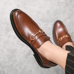 Casual Shoes Fashionable Korean Version Pointy Leather Shiny Face Business Breathable Modern Boat Men