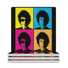 Table Mats Vintage Bob Legend Dylan CMYK Art Music Fans Men Women Ceramic Coasters (Square) Cute Kitchen Cup Mat Set Plate