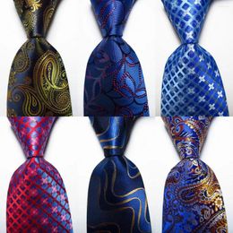 Bow Ties Fashion Paisley Tie Men's 9cm Silk Necktie Set Red Gold Pink Blue JACQUARD WOVEN