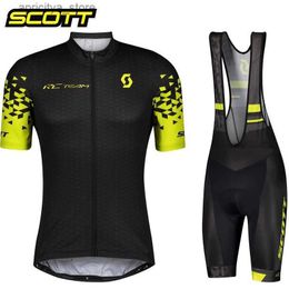 Cycling Jersey Sets SCOTT Bicyc Team New 2023 Summer Cycling Sets Mens Short Seve Mountain Bike Cycling Jersey Breathab Maillot Ropa Ciclismo L48