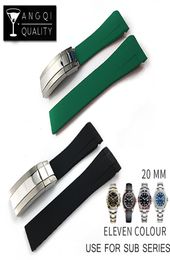 Waterproof Rubber Watchband Stainless Steel Buckle Watch Band Strap for Oysterflex SUB Bracelet Watch Man 20mm Black Blue GreenTO2513504