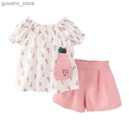 Clothing Sets New Summer Baby Clothes Suit Children Girls Cute T-Shirt Shorts 2Pcs/Sets Kids Clothing Toddler Casual Costume Infant Tracksuits Y240415