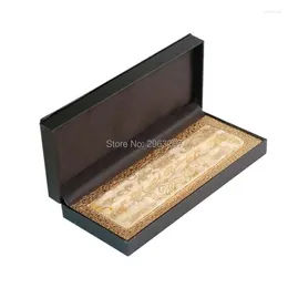 Gift Wrap 50pcs/lot Luxury Business Pen Box Black Pencil Pacakging PU Rectangle Display Crystal Package