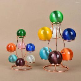 Decorative Plates Sphere Metal Display Stand 7 Faux Crystal Ball Glass Fortune Globe Stone Show Holder Organizer Rack