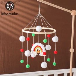 Mobiles# Christmas Baby Rattle Toy 0-12 Month Wooden Mobile On The Bed Newborn Music Box Bed Bell Hanging Toys Holder Bracket Infant Crib Y240415Y240417UYXH