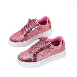 Walking Shoes Casual Sports For Women Thick Sole Sequined Sneakers Large Size Flat Tennis Female 2024