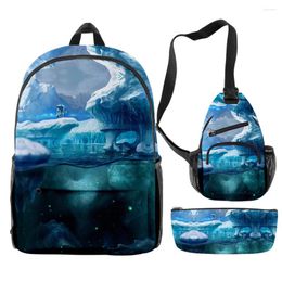 Backpack Trendy Novelty Subnautica Below Zero 3D Print 3pcs/Set Pupil School Bags Travel Laptop Chest Bag Pencil Case