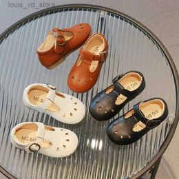 Sandals Size 16-30 Baby Toddler Girl Shoes Hollowed T-strap Little Girl Dress Shoes Spring Autumn Girls School Casual Leather Shoes T240415