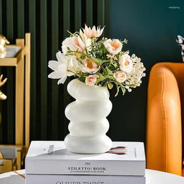 Vases Flower Vase PE Pampas Grass Nordic Spiral Pot Modern Desk Aesthetic Room Decor Living Holder For Home