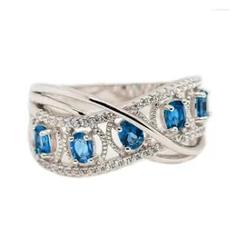 Wedding Rings 2024 Stylish Luxury Cross Ring Female Trendy Party Jewelry With Bright Zirconia Chic Band Lady Fashion Accessories