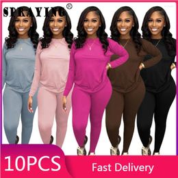 Women's Two Piece Pants 10 Tracksuits Spring 2024 Long Sleeve T-shirt Legging Bulk Items Wholesale Lots Fitness Set Womens Outfits S13182