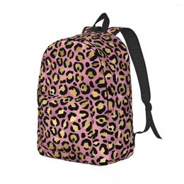 Backpack Leopard Print Pink And Gold Elegant Backpacks Female College Lightweight High School Bags Designer Rucksack