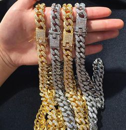 12mm 18K Gold Plating Diamond Miami Cuban Link Chain Necklace Hip Hop Bling Bling Jewellery Trendy Fashion Whos1380026