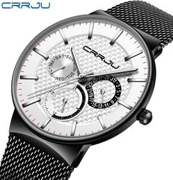 Relogio Masculino CRRJU Mens Watches Top Brand Luxury Ultrathin Wrist Watch Chronograph Sport Watch erkek saati reloj hombre6511477