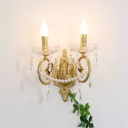 Wall Lamps Golden Glass Crystal LED Bedroom Bedside Lamp Nordic Light Luxury Home Decor Children's Room Girl Ligths
