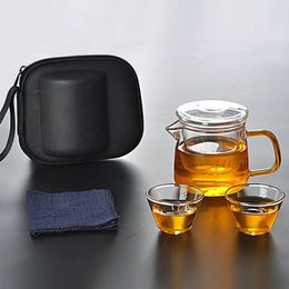 Teaware Sets Glass Travel Tea Set Car Carrying Portable Bag Outdoor One Pot Two Cups Kuaishou Elegant Small Soak Cup