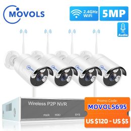 System Movols 5mp 8ch Wireless Cctv System 1920p Outdoor Waterproof Wifi Ip Security Camera Audio Record P2p Video Surveillance Kit