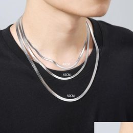 Chains Designer Necklace Mens Jewellery For Man Fashion Uni Snake Chain Women Heart Choker Stainless Steel Herringbone Gold Sier Drop De Dhgp3