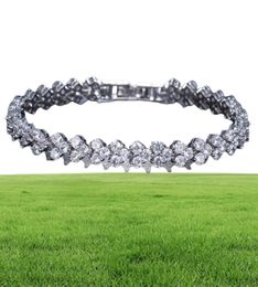 18K White Gold Plated Zirconia Tennis Bracelet Diamond Hand Chain for Men Women Heart Love Crystal Bracelets Bangle Lover Gift Val1460587