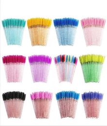 Makeup brushes White Crystal Glitter Eyelash Mascara Wands Mini Colorful Eye Lashes Spoolie Brush Eyebrow Comb Beauty Tools6962865