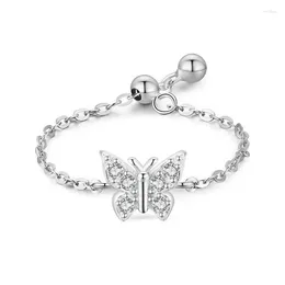 Cluster Rings SHOP S925 Sterling Silver Open Butterfly Full Diamond Zircon Ring For Women In Europe And America Cross Border Sweet Fresh