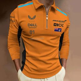 New Designer F1 Formula 1 Racing Mclaren 81 TLQ Long Sleeve Men's Polo Shirt Long-Sleeved Outdoor Sports Breathable Zipper Polos Top 55