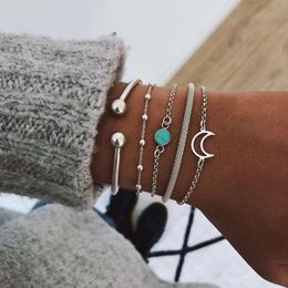 Fengxin Turquoise Simple Personalized Moon Bead Bracelet Set of 5 Handicrafts