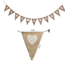 Party Decoration 11Pcs Linen Burlap Baby Shower Banner Garland Bunting Pennant Rustic For Favours Home Decor