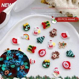 Nail Art Decorations Christmas Series Ornaments Luminous Resin Three-Dimensional Santa Elk Cute Manicure Supplies