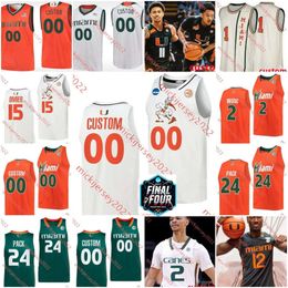 Haley Cavinder Miami Hurricanes Basketball 2023 Final Four jersey AJ Casey Christian Watson Favour Aire Danilo Jovanovich Stitched Miami jerseys