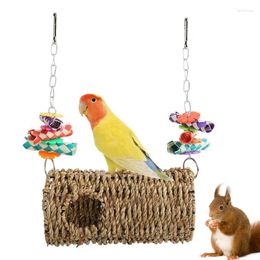 Other Bird Supplies Parrot Hammock Toy Seagrass Tent Snuggle With Rounded Shapes For Canaries Hamsters Chinchillas Black