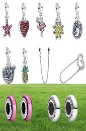 Fine Jewellery Authentic 925 Sterling Silver Bead Fit Charm Bracelets Me Series Safety Chain New Pineapple Small Safety Chain Pendant beads4923281