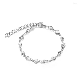 Charm Bracelets Love Heart Crystal Bracelet For Women Korean Sparkling Adjustable Elegant Chain Accessories Jewellery