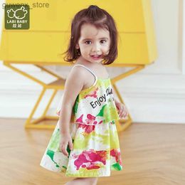 Girl's Dresses LABI BABY Summer Colorful Dresses for Girls Kids Cartoon Printed Cotton Dress Casual Girls Clothing Toddler Baby Girl Clothes Y240415