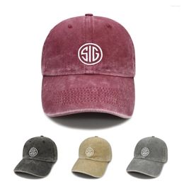 Ball Caps Style Simple Letter SIG Embroidery Washed Old Baseball Cap Unisex Adjustable Outdoor Sports Sun Protection Hat