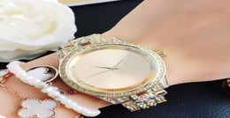 Fashion Band Watches women Girl Big letters crystal style Metal steel band Quartz Wrist Watch M1031369835
