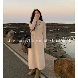 Casual Dresses Miiiix High Necked Long Sweater Dress For Women In Autumn And Winter Korean Fashion Loose Fitting Slimming Bottom