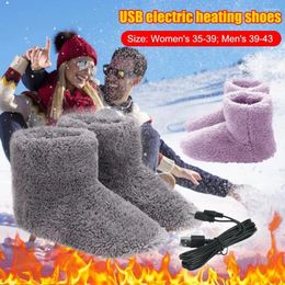 Carpets Winter Warm Snow Boots Electric Heated Shoes USB Heating Plush Foot Warmer For Women Men Washable