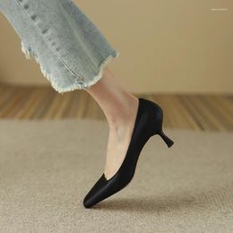 Dress Shoes 2024 Spring Wine Glass With High Heels Pointed Solid Colour One Step Fashion Casual Single Shoe Women