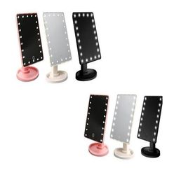 LED Compact Makeup Mirror Cosmetic Desktop 360 rotation Portable 16 22 LED lights Lighted Travel Makeup Mirror for Women Black Whi1744187