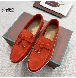 Casual Loro Piano Shoes Loafers Flat LP Low Top Suede Cow Leather Oxfords Moccasins Summer Walk Comfort Slip on Womens Designer Rubber Sole Flats designer shoes White