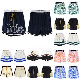 Rhude Shorts Mens Designer Shorts Letter-printed Casual Colour Combination Baggy High Street Hipster Five Cent Beach Swim Pants Basketball Men Short For Summer