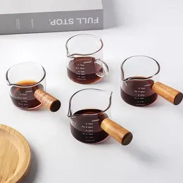 Wine Glasses Glass Measuring Cup DIY Wood Handle Espresso Milk Coffee Clear Jug Supplies Kitchen Measure Mug