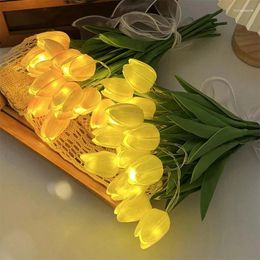 Decorative Flowers 5pcs/Set Wedding Party Ornament Lamp LED Mothers Day Gift Tulips Luminous Fake Flower Bouquet Artificial Garden Decor