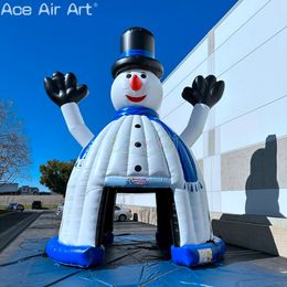 6m dia x 7mH(20x23ft) Giant Inflatable Xmas Dome Snowman Igloo Tent Christmas Tunnel Shelter Entrance with Air Blower for Event Decoration or Party